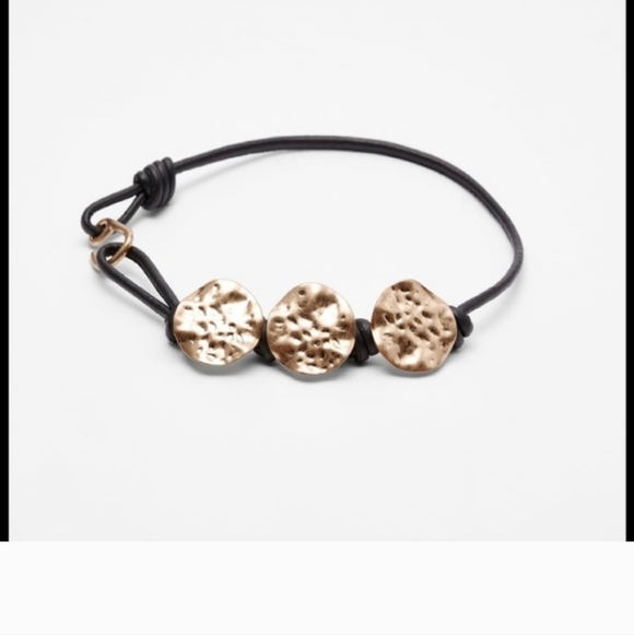 Nwt Zara Black Tubular Cord Belt Metal Trim Hammered Gold Appliqués Med M main image 7